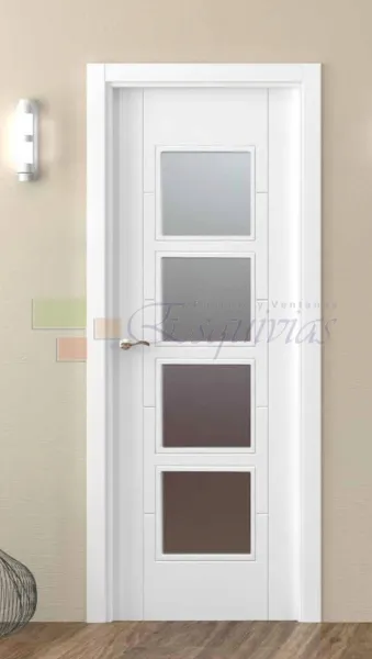 Puerta Interior Moderna blanca con 4 cristales