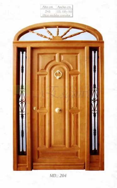 puerta exterior modelo clásico plafonado con fijos y montantes