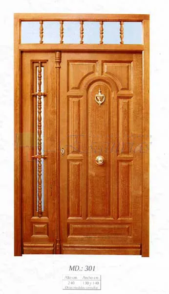 puerta exterior plafonada con fijo y montante
