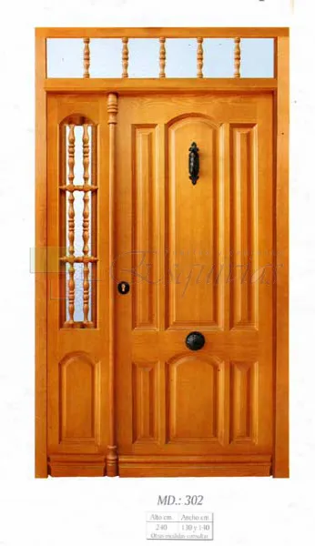 puerta exterior clásica con fijo y montante