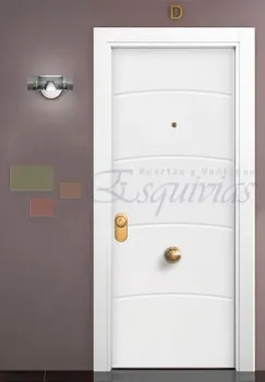 Puerta Entrada Blindada Modelo R04 Arco Lacada en Blanco