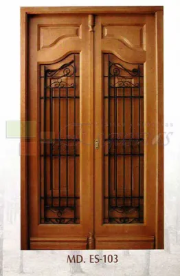 puerta exterior 2 hojas con rejas y ventanucos