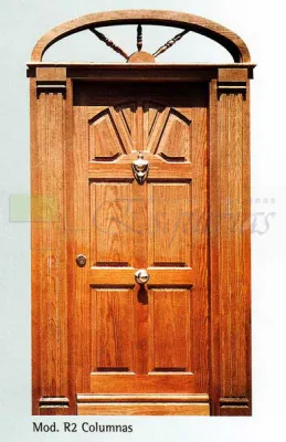 puerta exterior 1 hoja 2 columnas y montante en arco