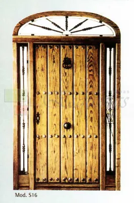 puerta exterior tablas verticales 2 fijos y montante