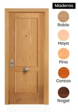 Puerta Entrada Blindada Maciza de Seguridad Madera Roble Natural