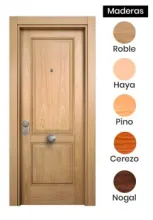 Puerta Entrada Blindada Maciza de Seguridad Madera Roble Natural