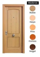 Puerta Entrada Blindada Maciza de Seguridad Madera Roble Natural
